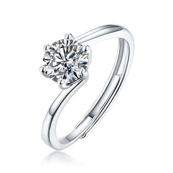 Wholesale Women's 925 Silver Geometric Moissanite Inlaid Open Ring