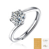 Wholesale Women's 925 Silver Geometric Moissanite Inlaid Open Ring