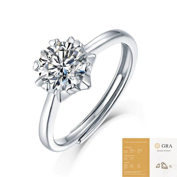 Wholesale Women's 925 Silver Geometric Moissanite Inlaid Open Ring