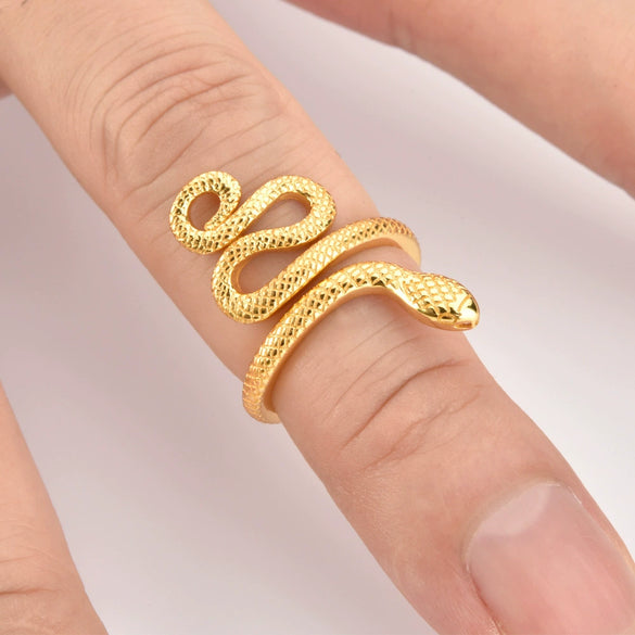 Wholesale Women's Silver Geometric Open Snake Ring Electroplated