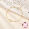 Wholesale Women's 925 Silver Geometric Paper Clip Bracelet With Diamond Design