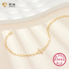 Wholesale Women's 925 Silver Geometric Paper Clip Bracelet With Diamond Design