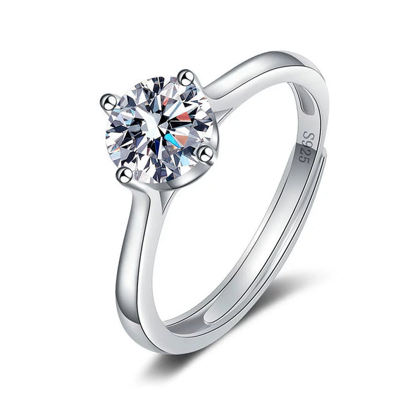 Wholesale Women's Silver Geometric Ring With Simulated Diamond And Electroplating Treatment