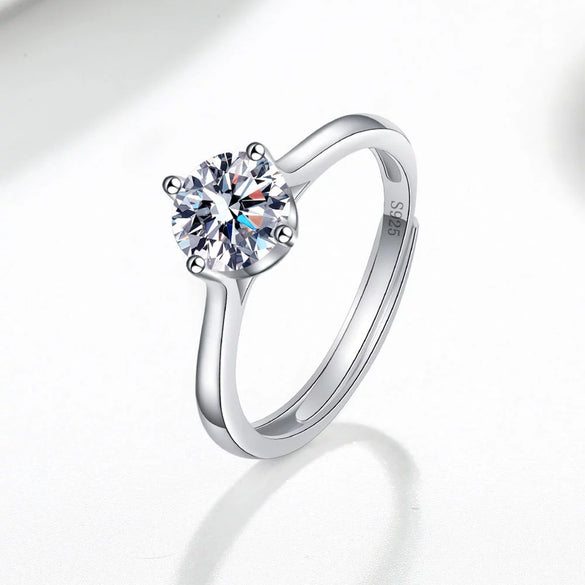 Wholesale Women's Silver Geometric Ring With Simulated Diamond And Electroplating Treatment