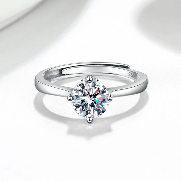 Wholesale Women's Silver Geometric Ring With Simulated Diamond And Electroplating Treatment