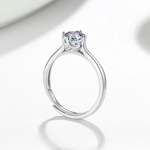 Wholesale Women's Silver Geometric Ring With Simulated Diamond And Electroplating Treatment