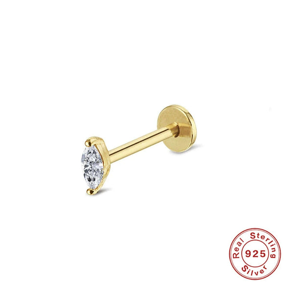 Wholesale Women's Silver Geometric Single Drill Flat Head Internal Thread Smooth Puncture Cartilage Ear Nail With Electroplating