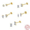 Wholesale Women's Silver Geometric Single Drill Flat Head Internal Thread Smooth Puncture Cartilage Ear Nail With Electroplating