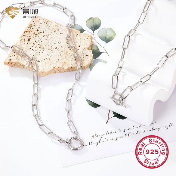 Wholesale Women's 925 Silver Geometric Style Chain Necklace With Electroplating