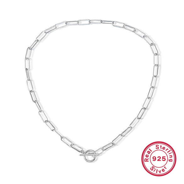 Wholesale Women's 925 Silver Geometric Style Chain Necklace With Electroplating
