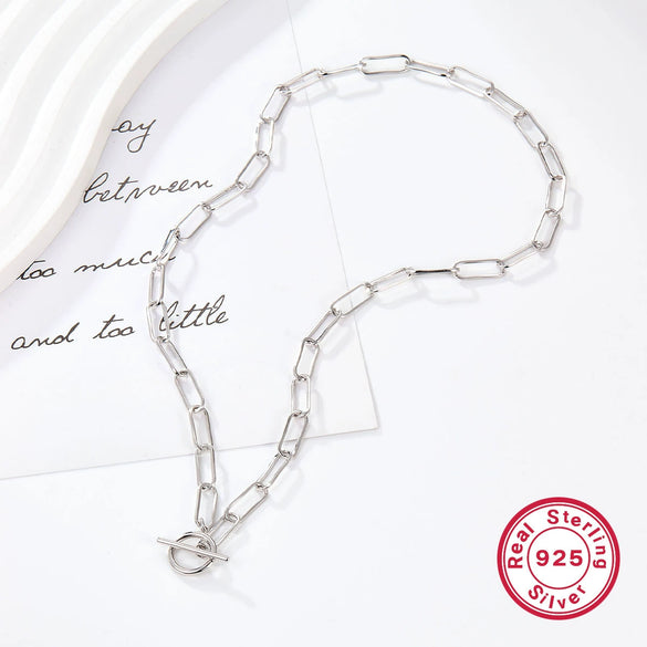 Wholesale Women's 925 Silver Geometric Style Chain Necklace With Electroplating