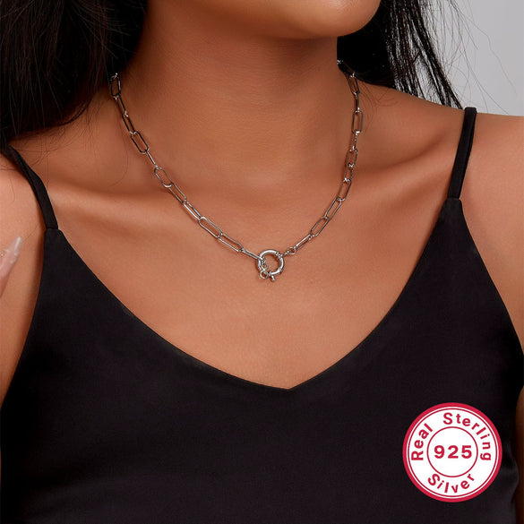Wholesale Women's 925 Silver Geometric Style Chain Necklace With Electroplating
