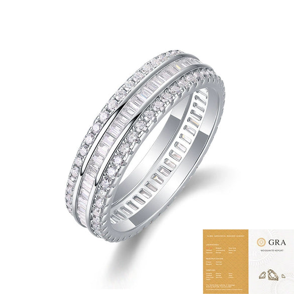 Wholesale Women's 925 Silver Geometric Style Moissanite Set Ring
