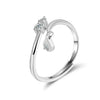 Wholesale Women's Silver Geometric Water Drop Zircon Open Ring Electroplated