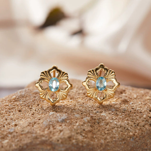 Wholesale Women's Silver Geometric Wiredrawing Earrings Set With Gems