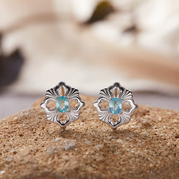 Wholesale Women's Silver Geometric Wiredrawing Earrings Set With Gems