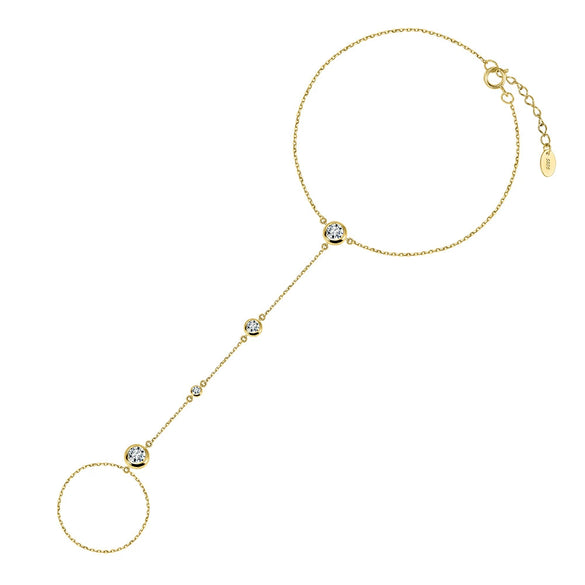 Wholesale Women's Silver 925 Geometric Zircon Fingertofinger Bracelet With Faux Crystal Wrist Chain In Sweet And Cool Style