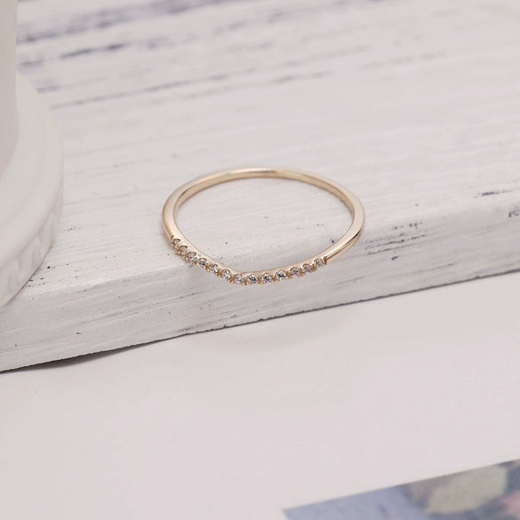 Wholesale Women's 925 Silver Goldplated Heartshaped Zircon Vshaped Stacked Ring