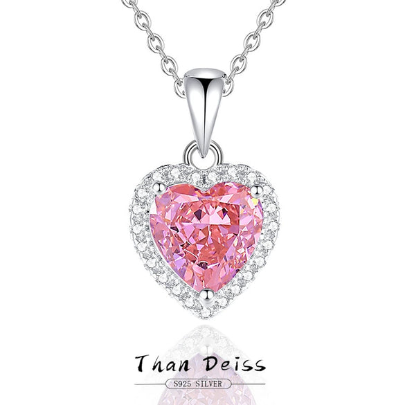 Wholesale Women's 925 Silver Heart Pattern Ice Flower Cut High Carbon Diamond Clavicle Chain Light Luxury Jewelry