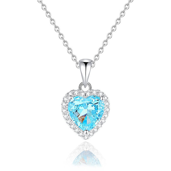 Wholesale Women's 925 Silver Heart Pattern Ice Flower Cut High Carbon Diamond Clavicle Chain Light Luxury Jewelry