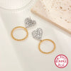 Wholesale Women's 925 Silver Heartshaped Zircon Inlaid Electroplated Earrings