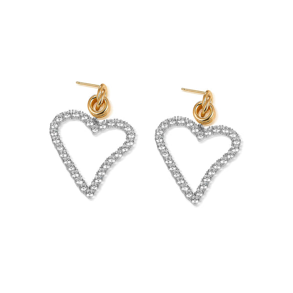 Wholesale Women's 925 Silver Heartshaped Zircon Inlaid Electroplated Earrings