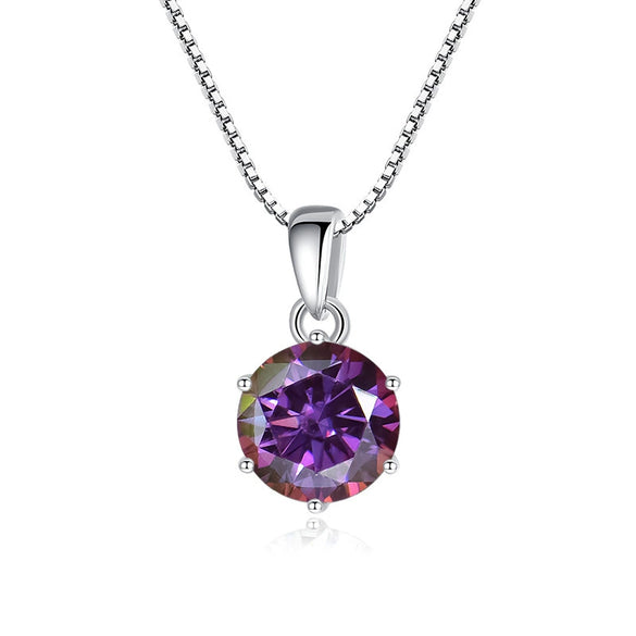 Wholesale Women's Silver Inlaid Round Moissanite Bone Chain Necklace With Animals And Zodiac Pattern