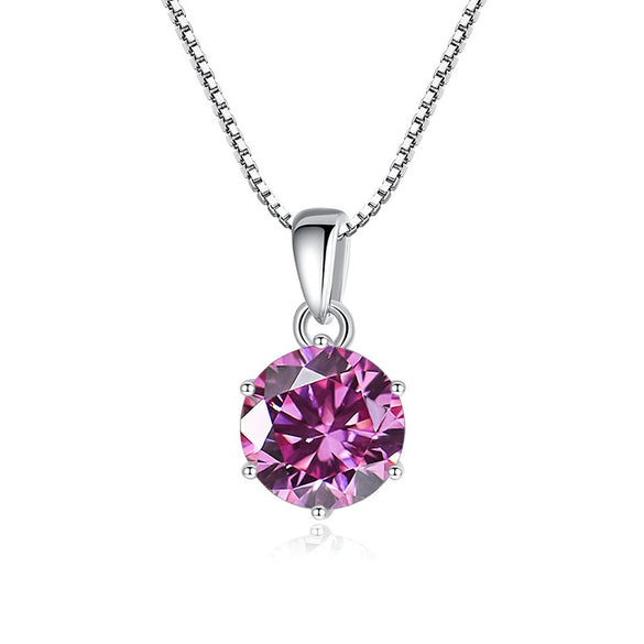 Wholesale Women's Silver Inlaid Round Moissanite Bone Chain Necklace With Animals And Zodiac Pattern