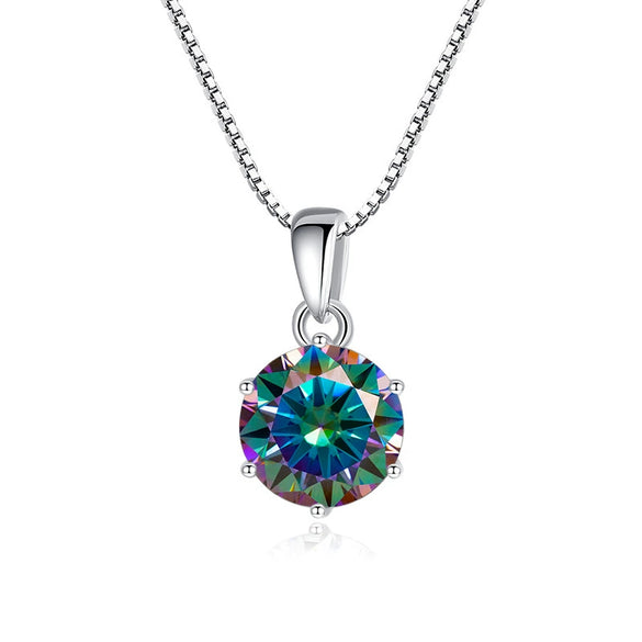 Wholesale Women's Silver Inlaid Round Moissanite Bone Chain Necklace With Animals And Zodiac Pattern