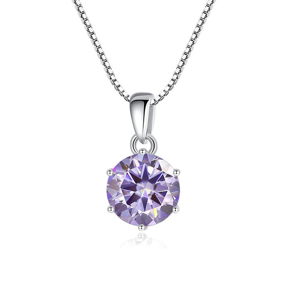 Wholesale Women's Silver Inlaid Round Moissanite Bone Chain Necklace With Animals And Zodiac Pattern