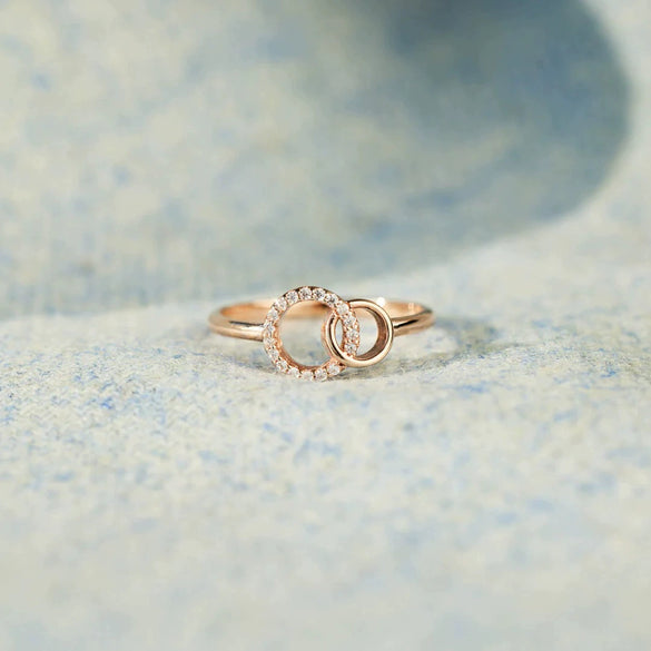 Wholesale Women's Silver Jewelry Double Ring With Geometric Pattern And Electroplating Process