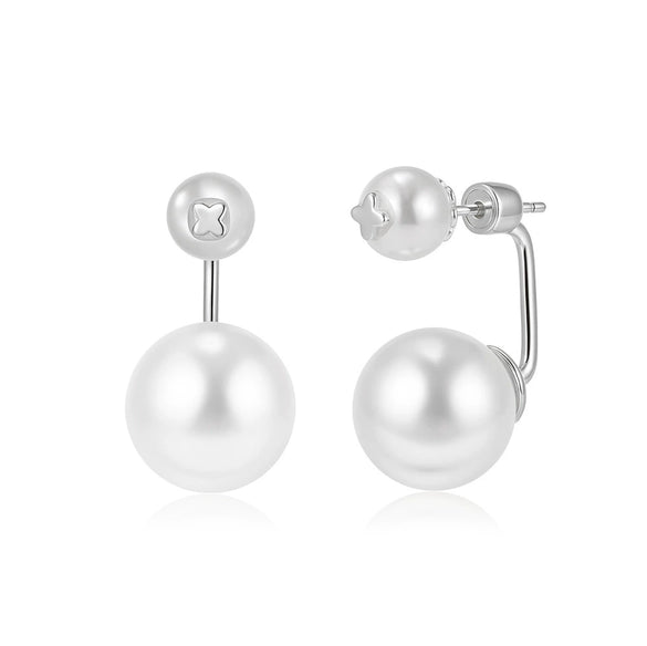 Wholesale Women's Silver Jewelry Geometric Light Luxury Minimalist Style Electroplated Necklace Bracelet Earrings With String Of Pearls Chain