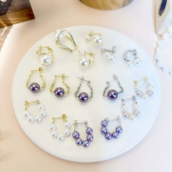 Wholesale Women's Silver Jewelry Geometric Light Luxury Minimalist Style Electroplated Necklace Bracelet Earrings With String Of Pearls Chain
