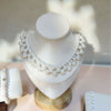 Wholesale Women's Silver Jewelry Geometric Light Luxury Minimalist Style Electroplated Necklace Bracelet Earrings With String Of Pearls Chain