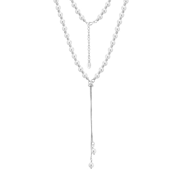 Wholesale Women's Silver Jewelry Geometric Light Luxury Minimalist Style Electroplated Necklace Bracelet Earrings With String Of Pearls Chain