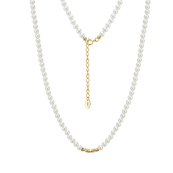 Wholesale Women's Silver Jewelry Geometric Light Luxury Minimalist Style Electroplated Necklace Bracelet Earrings With String Of Pearls Chain
