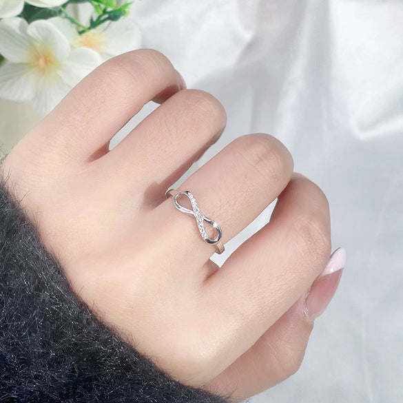 Wholesale Women's 925 Silver Jewelry Infinity Symbol Ring With Diamond And Letters Numbers Text Design