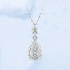 Wholesale Women's Silver Micropaved Water Drop Shape Cross Chain Necklace Light Luxury Style