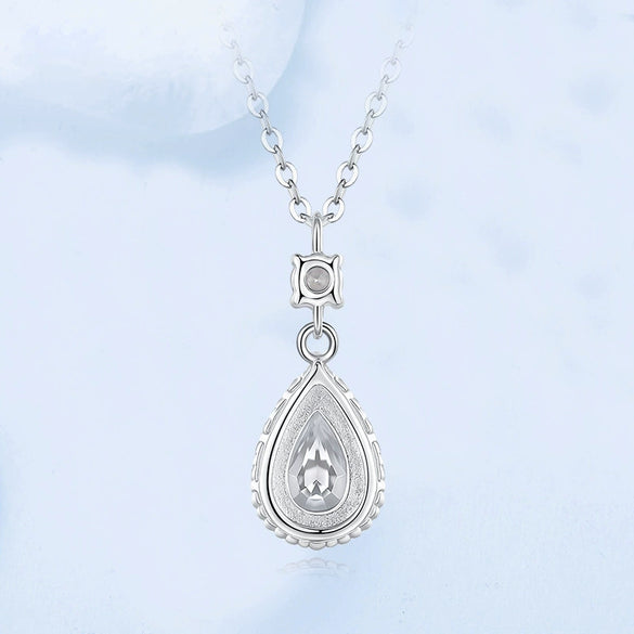Wholesale Women's Silver Micropaved Water Drop Shape Cross Chain Necklace Light Luxury Style