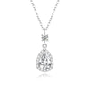Wholesale Women's Silver Micropaved Water Drop Shape Cross Chain Necklace Light Luxury Style