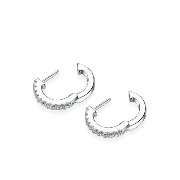 Wholesale Women's 925 Silver Moissanite Geometric Simple Style Round Earrings With Diamond Design