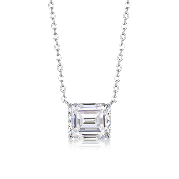 Wholesale Women's 925 Silver Moissanite Inlay Geometric Fashion Pendant Necklace Set With Cross Chain