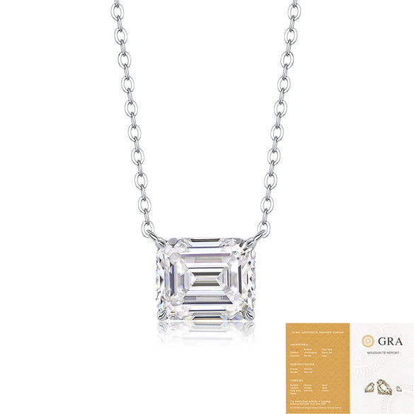 Wholesale Women's 925 Silver Moissanite Inlay Geometric Fashion Pendant Necklace Set With Cross Chain