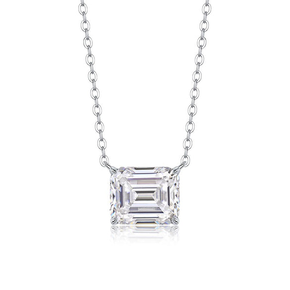 Wholesale Women's 925 Silver Moissanite Inlay Geometric Fashion Pendant Necklace Set With Cross Chain