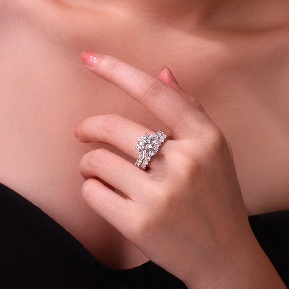 Wholesale Women's 925 Silver Moissanite Rhombus Inlay Fashion Geometric Ring
