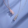 Wholesale Women's 925 Silver Necklace With Pink Diamond Candy Clavicle Chain And Square Pink Rose Gold Pendant Geometric Style