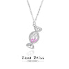 Wholesale Women's 925 Silver Necklace With Pink Diamond Candy Clavicle Chain And Square Pink Rose Gold Pendant Geometric Style