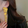 Wholesale Women's Silver Needle Hollow Flower Tassel Earrings With Real Gold Electroplating Zircon Star Pattern