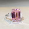 Wholesale Women's 925 Silver Ring With Emerald Cut Pink Diamond Zircon Geometric Style And Electroplating Treatment