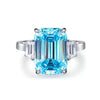 Wholesale Women's 925 Silver Ring With Emerald Cut Pink Diamond Zircon Geometric Style And Electroplating Treatment